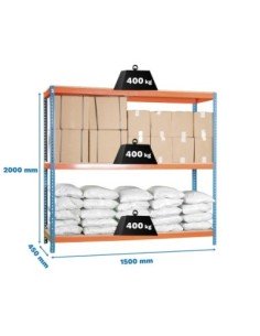 Estantería SIMONRACK Ecoforte 1504-3 chipboard azul/naranja/Maderaer | Estantería sin tornillos ECOFORTE para carga media-alta