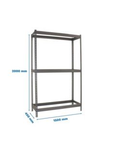 Estantería SIMONRACK Ecoforte 1504-3 gris | Estantería sin tornillos ECOFORTE para carga media-alta