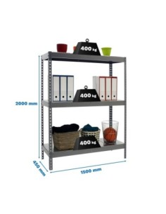 Estantería SIMONRACK Ecoforte 1504-3 metal gris/Galvanizada | Estantería sin tornillos ECOFORTE para carga media-alta