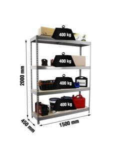 Estantería SIMONRACK Ecoforte 1504-4 chipboard gris/Madera | Estantería sin tornillos ECOFORTE para carga media-alta