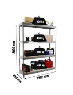 Estantería SIMONRACK Ecoforte 1504-4 chipboard gris/Madera | Estantería sin tornillos ECOFORTE para carga media-alta