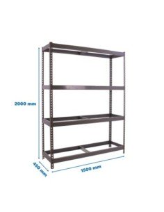 Estantería SIMONRACK Ecoforte 1504-4 gris | Estantería sin tornillos ECOFORTE para carga media-alta