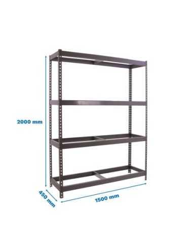 Estantería SIMONRACK Ecoforte 1504-4 gris | Estantería sin tornillos ECOFORTE para carga media-alta