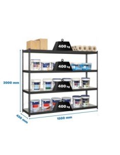 Estantería SIMONRACK Ecoforte 1504-4 metal antracita/Galvanizada | Estantería sin tornillos ECOFORTE para carga media-alta