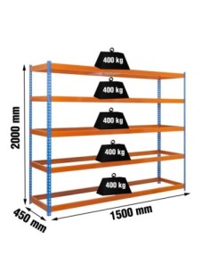 Estantería SIMONRACK Ecoforte 1504-5 Azul/Naranja sin bandejas | Estantería sin tornillos ECOFORTE para carga media-alta