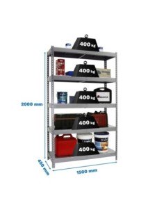 Estantería SIMONRACK Ecoforte 1504-5 metal gris/Galvanizada | Estantería sin tornillos ECOFORTE para carga media-alta