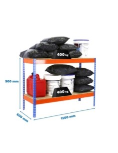 Estantería SIMONRACK Ecoforte 1506-2 chipboard 900 az/nar/Madera | Estantería sin tornillos ECOFORTE para carga media-alta