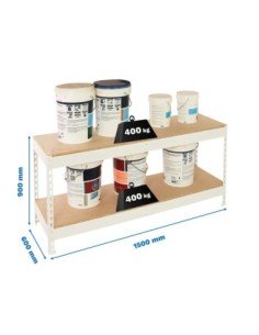 Estantería SIMONRACK Ecoforte 1506-2 chipboard 900 blanco/Madera | Estantería sin tornillos ECOFORTE para carga media-alta