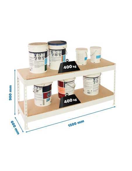 Estantería SIMONRACK Ecoforte 1506-2 chipboard 900 blanco/Madera | Estantería sin tornillos ECOFORTE para carga media-alta