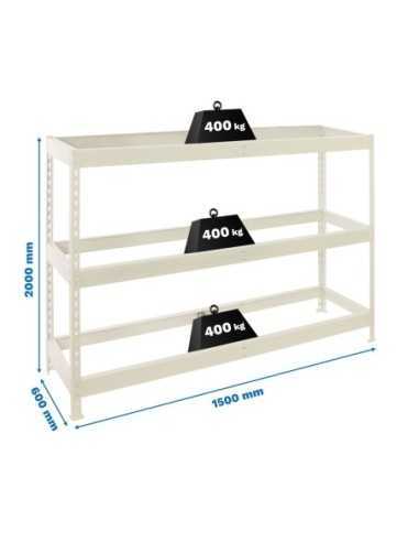 Estantería SIMONRACK Ecoforte 1506-3 blanco | Estantería sin tornillos ECOFORTE para carga media-alta