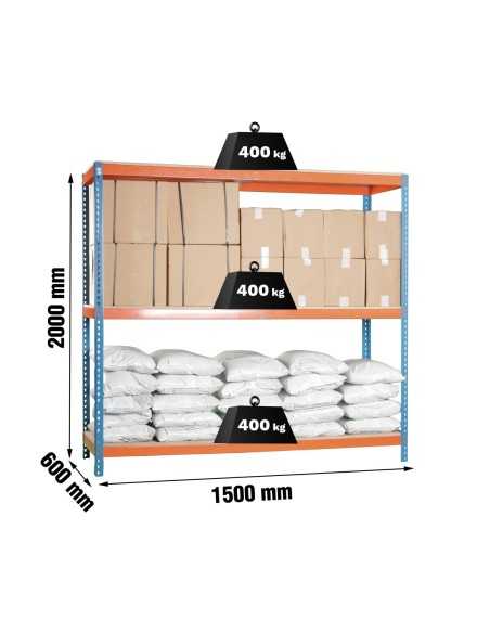 Estantería SIMONRACK Ecoforte 1506-3 chipboard azul/naranja/Maderaer | Estantería sin tornillos ECOFORTE para carga media-alta