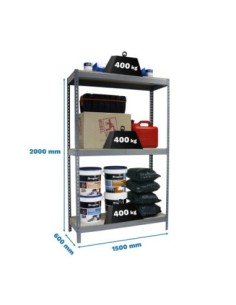 Estantería SIMONRACK Ecoforte 1506-3 chipboard gris/Madera | Estantería sin tornillos ECOFORTE para carga media-alta