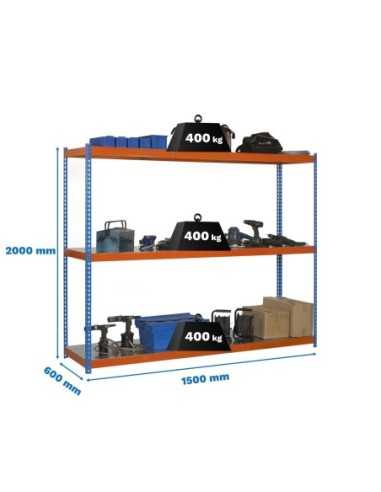 Estantería SIMONRACK Ecoforte 1506-3 metal azul/naranja/Galvanizada | Estantería sin tornillos ECOFORTE para carga media-alta