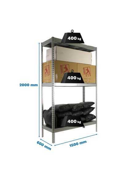 Estantería SIMONRACK Ecoforte 1506-3 metal Galvanizada/Galvanizada | Estantería sin tornillos ECOFORTE para carga media-alta