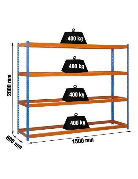 Estantería SIMONRACK Ecoforte 1506-4 azul/naranja | Estantería sin tornillos ECOFORTE para carga media-alta