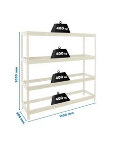Estantería SIMONRACK Ecoforte 1506-4 blanco | Estantería sin tornillos ECOFORTE para carga media-alta