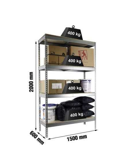 Estantería SIMONRACK Ecoforte 1506-4 chipboard Galvanizada/Madera | Estantería sin tornillos ECOFORTE para carga media-alta