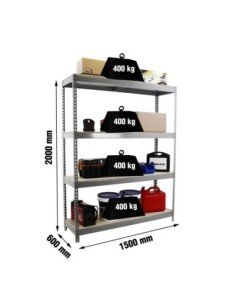 Estantería SIMONRACK Ecoforte 1506-4 chipboard gris/Madera | Estantería sin tornillos ECOFORTE para carga media-alta