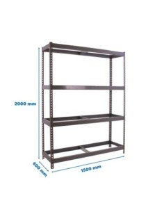 Estantería SIMONRACK Ecoforte 1506-4 gris | Estantería sin tornillos ECOFORTE para carga media-alta