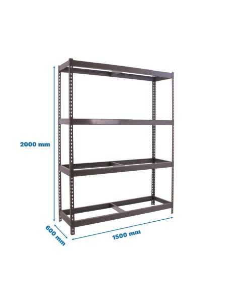 Estantería SIMONRACK Ecoforte 1506-4 gris | Estantería sin tornillos ECOFORTE para carga media-alta
