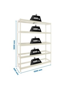 Estantería SIMONRACK Ecoforte 1506-5 blanco | Estantería sin tornillos ECOFORTE para carga media-alta