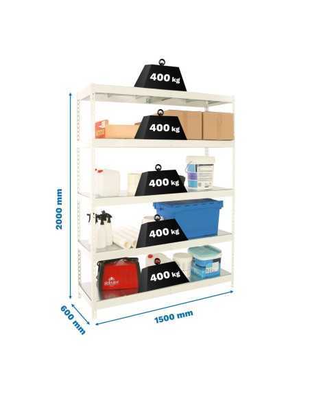 Estantería SIMONRACK Ecoforte 1506-5 metal blanco/Galvanizada | Estantería sin tornillos ECOFORTE para carga media-alta
