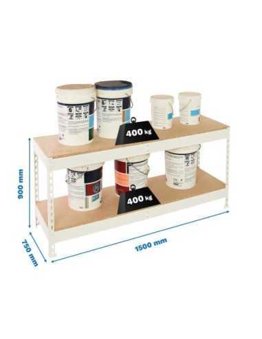 Estantería SIMONRACK Ecoforte 1507-2 chipboard 900 blanco/Madera | Estantería sin tornillos ECOFORTE para carga media-alta