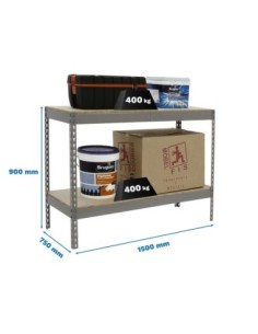 Estantería SIMONRACK Ecoforte 1507-2 chipboard 900 gris/Madera | Estantería sin tornillos ECOFORTE para carga media-alta