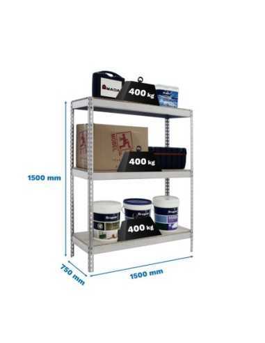Estantería SIMONRACK Ecoforte 1507-3 chipboard 1500 Galvanizada/Madera | Estantería sin tornillos ECOFORTE para carga media-alta