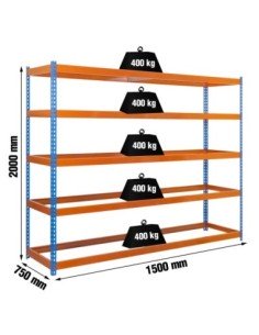 Estantería SIMONRACK Ecoforte 1507-5 Azul Naranja (sin bandejas) | Estantería sin tornillos ECOFORTE para carga media-alta