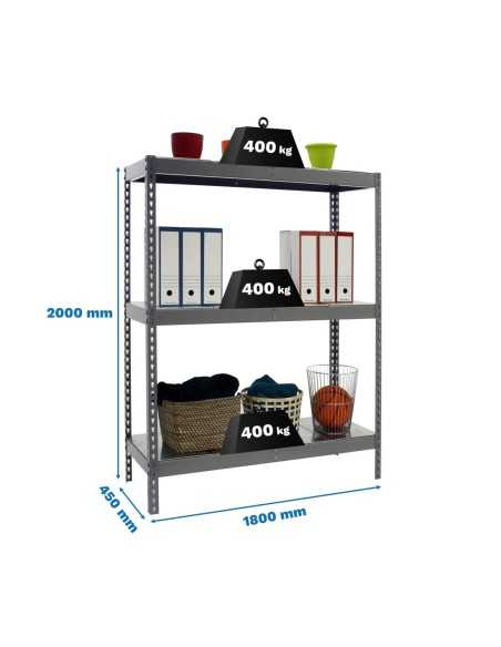 Estantería SIMONRACK Ecoforte 1804-3 metal gris/Galvanizada | Estantería sin tornillos ECOFORTE para carga media-alta