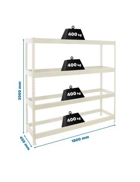 Estantería SIMONRACK Ecoforte 1804-4 blanco | Estantería sin tornillos ECOFORTE para carga media-alta