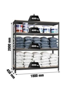 Estantería SIMONRACK Ecoforte 1804-4 chipboard antracita/Madera | Estantería sin tornillos ECOFORTE para carga media-alta