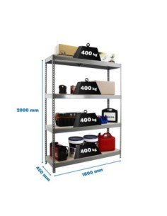 Estantería SIMONRACK Ecoforte 1804-4 chipboard gris/Madera | Estantería sin tornillos ECOFORTE para carga media-alta