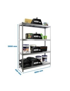 Estantería SIMONRACK Ecoforte 1804-4 metal gris/Galvanizada | Estantería sin tornillos ECOFORTE para carga media-alta