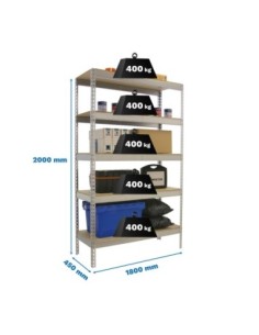 Estantería SIMONRACK Ecoforte 1804-5 chipboard Galvanizada/Madera | Estantería sin tornillos ECOFORTE para carga media-alta