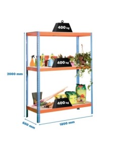 Estantería SIMONRACK Ecoforte 1806-3 azul/naranja | Estantería sin tornillos ECOFORTE para carga media-alta