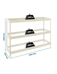 Estantería SIMONRACK Ecoforte 1806-3 blanco | Estantería sin tornillos ECOFORTE para carga media-alta