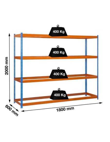 Estantería SIMONRACK Ecoforte 1806-4 Azul/Naranja sin bandejas