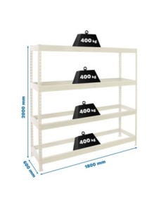 Estantería SIMONRACK Ecoforte 1806-4 blanco | Estantería sin tornillos ECOFORTE para carga media-alta