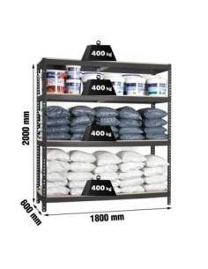 Estantería SIMONRACK Ecoforte 1806-4 chipboard antracita/Madera | Estantería sin tornillos ECOFORTE para carga media-alta