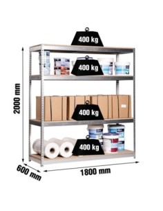 Estantería SIMONRACK Ecoforte 1806-4 chipboard Galvanizada/Madera | Estantería sin tornillos ECOFORTE para carga media-alta