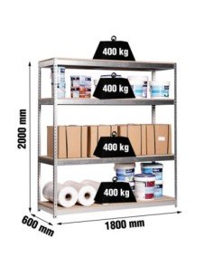 Estantería SIMONRACK Ecoforte 1806-4 chipboard Galvanizada/Madera | Estantería sin tornillos ECOFORTE para carga media-alta