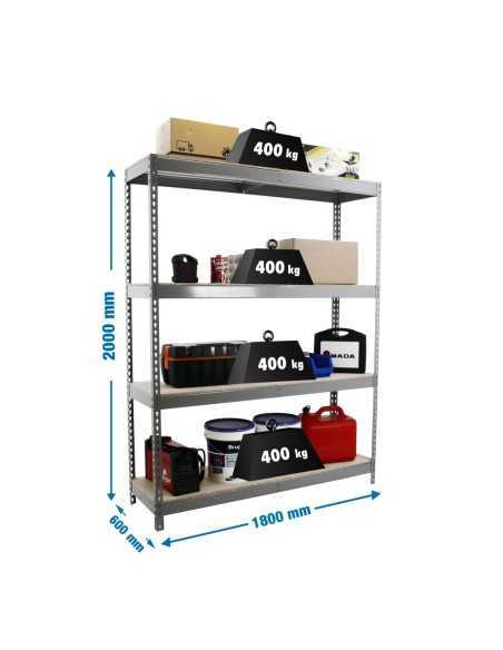 Estantería SIMONRACK Ecoforte 1806-4 chipboard gris/Madera | Estantería sin tornillos ECOFORTE para carga media-alta