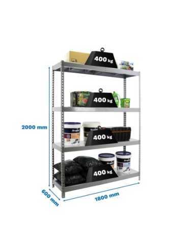 Estantería SIMONRACK Ecoforte 1806-4 metal gris/Galvanizada | Estantería sin tornillos ECOFORTE para carga media-alta
