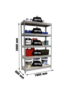 Estantería SIMONRACK Ecoforte 1806-5 chipboard gris/Madera | Estantería sin tornillos ECOFORTE para carga media-alta