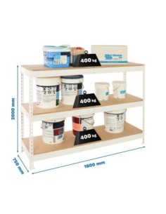 Estantería SIMONRACK Ecoforte 1807-3 chipboard blanco/Madera | Estantería sin tornillos ECOFORTE para carga media-alta