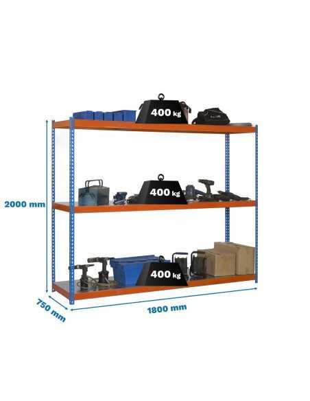 Estantería SIMONRACK Ecoforte 1807-3 metal azul/naranja/Galvanizada | Estantería sin tornillos ECOFORTE para carga media-alta