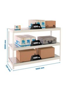 Estantería SIMONRACK Ecoforte 1807-3 metal blanco/Galvanizada | Estantería sin tornillos ECOFORTE para carga media-alta