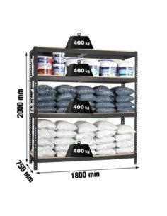 Estantería SIMONRACK Ecoforte 1807-4 chipboard antracita/Madera | Estantería sin tornillos ECOFORTE para carga media-alta